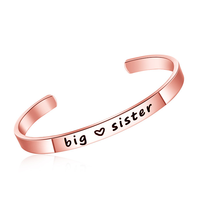 Bracelet plaqué or rose en acier inoxydable avec lettre de style simple, vente en gros