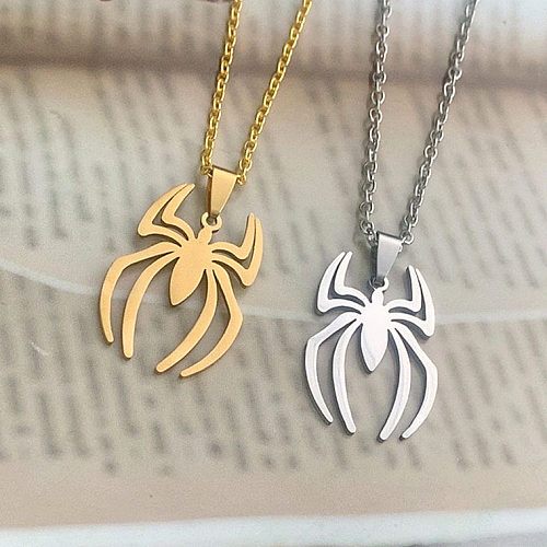 Vintage Style Simple Style Solid Color Spider Stainless Steel Plating Pendant Necklace