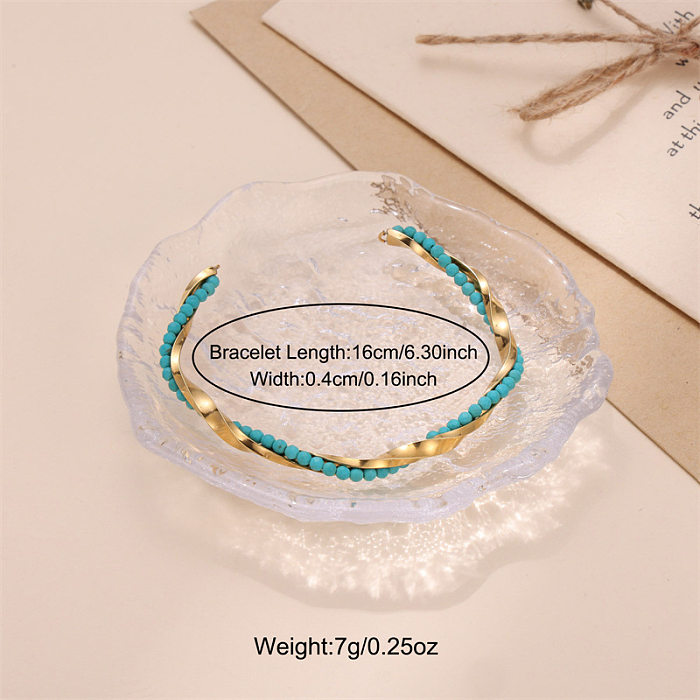 Wholesale Simple Style Round Stainless Steel Beaded Bracelets