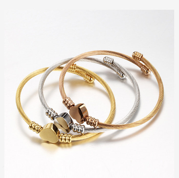 Bracelet plaqué or avec incrustation d'acier et de titane, trèfle à quatre feuilles de Style Simple, Malachite acrylique