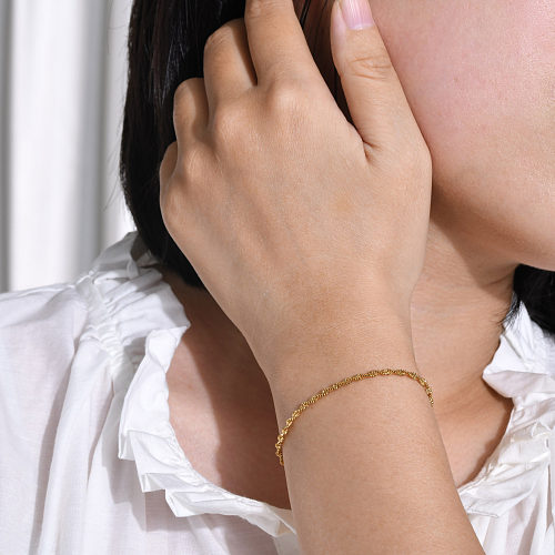 Atacado estilo simples streetwear listra espiral chapeamento de aço inoxidável pulseiras banhadas a ouro 18K