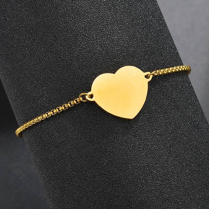 Fein poliertes Gesicht-Herz-Armband aus Edelstahl, verstellbares Liebes-Schriftzug-Armband mit Persönlichkeit