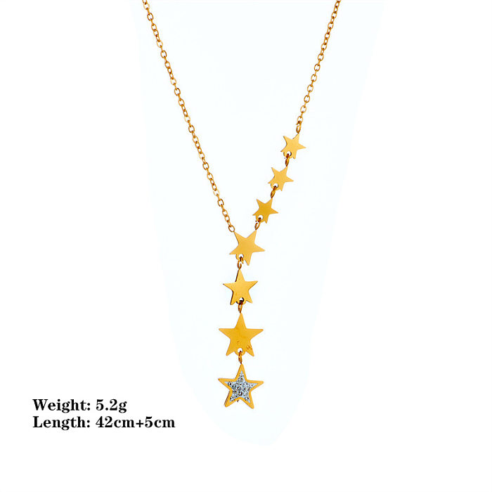 Simple Style Classic Style Pentagram Stainless Steel Plating Pendant Necklace