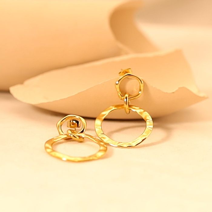 1 Pair Simple Style Solid Color Plating Stainless Steel  18K Gold Plated Drop Earrings