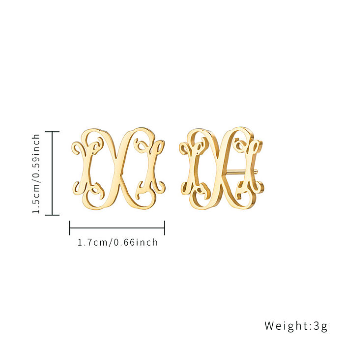 1 Pair Simple Style Letter Polishing Plating Stainless Steel  18K Gold Plated Ear Studs