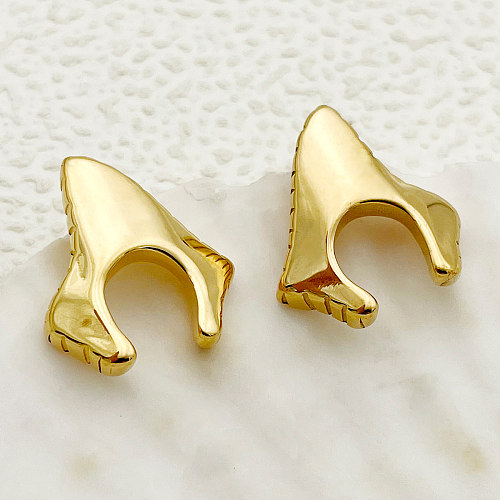 1 paire de clous d'oreilles en acier inoxydable plaqué or, couleur unie, pour trajet