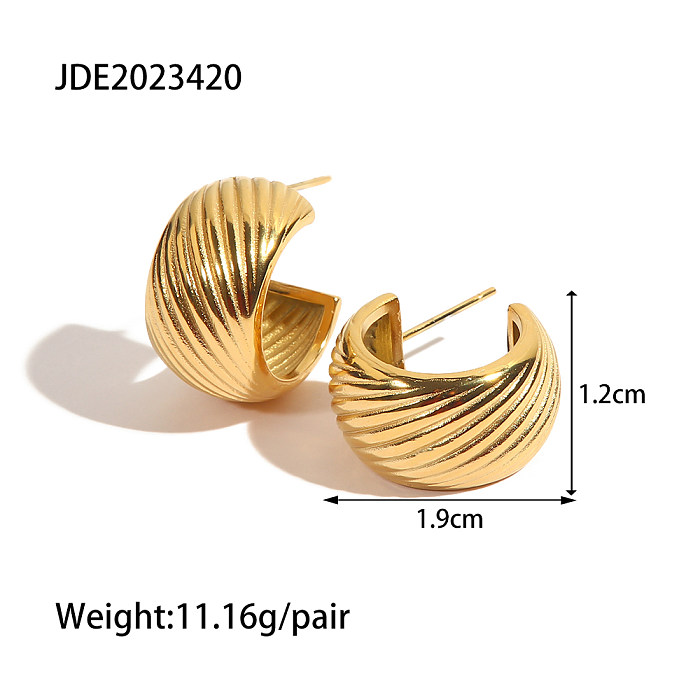 Fashion C Shape Stainless Steel  Plating Earrings 1 Pair
