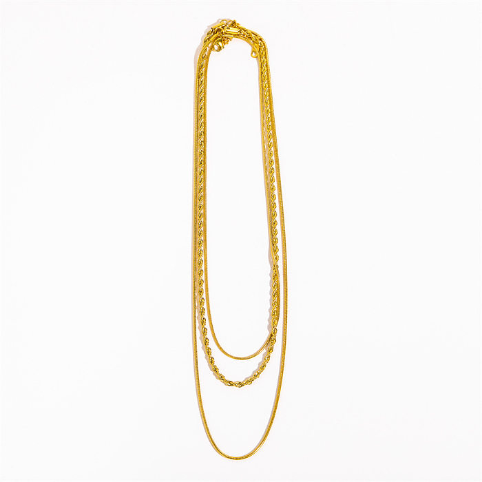 Simple Style Streetwear Solid Color Stainless Steel 18K Gold Plated Layered Necklaces In Bulk