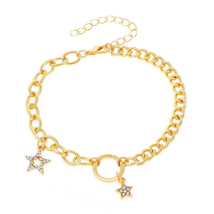 Elegant Shiny Star Heart Shape Copper Stainless Steel Plating Zircon Bracelets 1 Piece