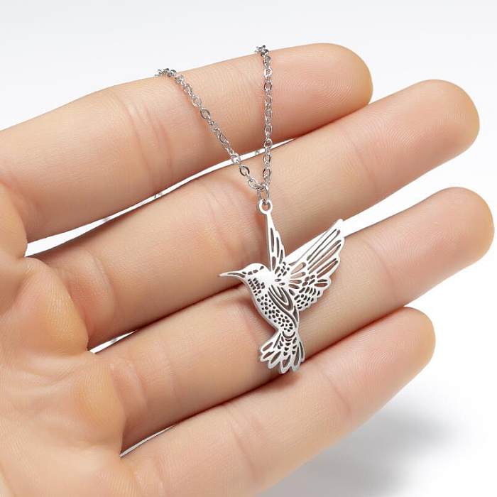 Casual Simple Style Bird Stainless Steel  Plating Hollow Out Pendant Necklace