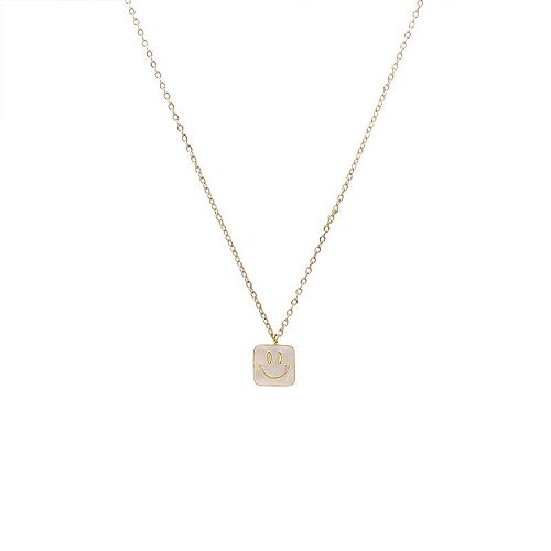 Fashion Simple Style Geometric Smiley Face Stainless Steel Plating Inlaid Shell Shell Necklace