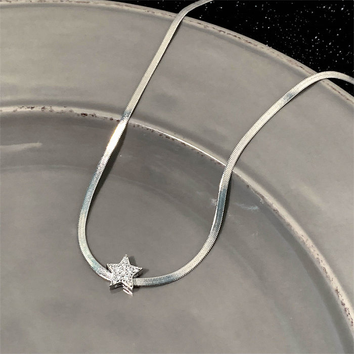 IG Style Star Stainless Steel Inlay Zircon Necklace