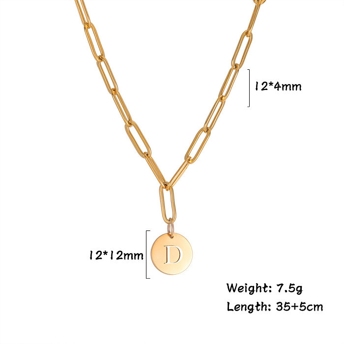 Collier Pendentif Lettre Mode Plaqué Acier Inoxydable 1 Pièce