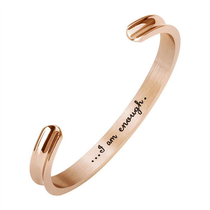 Casual Simple Style Classic Style Letter Solid Color Stainless Steel Titanium Steel Plating Rose Gold Plated Gold Plated Bangle