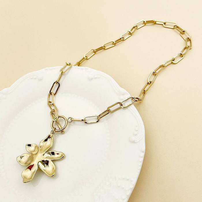 Fashion Flower Stainless Steel  Plating Necklace 1 Piece