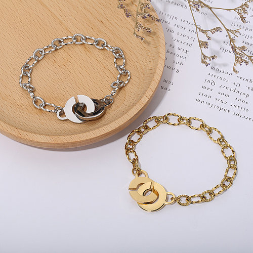 Bracelets géométriques en acier titane de style simple, vente en gros