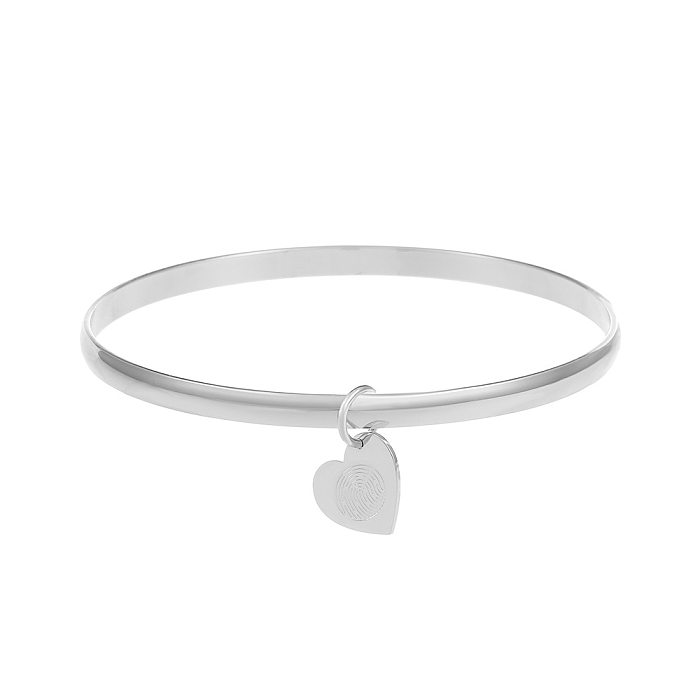 Simple Style Heart Shape Stainless Steel Bangle Plating Stainless Steel Bracelets