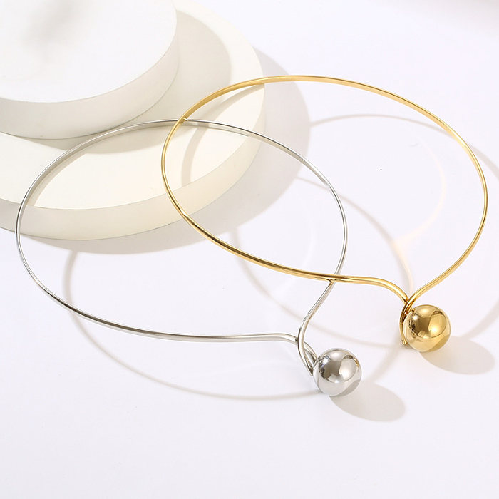 Commute Solid Color Stainless Steel Gold Plated Choker In Bulk