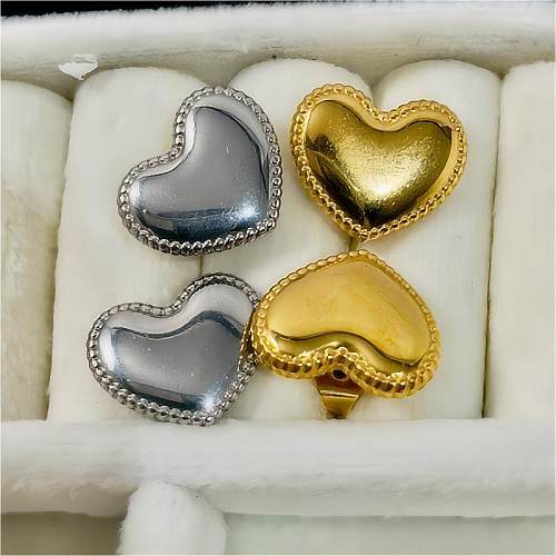 1 Pair Vintage Style Heart Shape Stainless Steel  18K Gold Plated Ear Studs