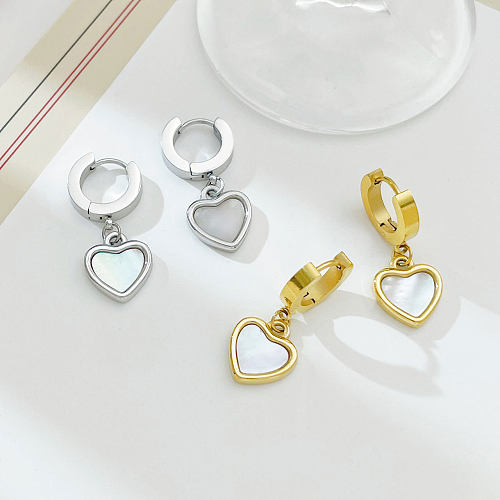 1 Pair Classic Style Heart Shape Plating Stainless Steel  White Gold Plated Gold Plated Earrings