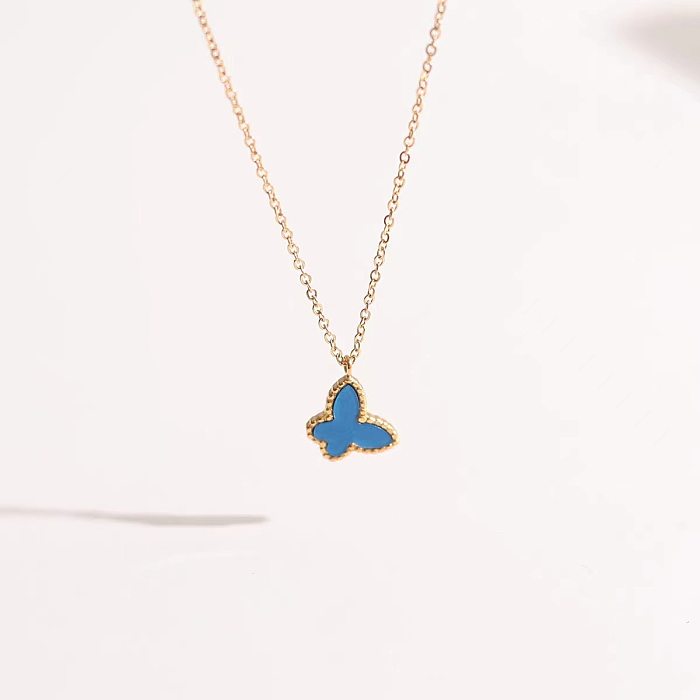 Simple Style Butterfly Stainless Steel Plating 18K Gold Plated Pendant Necklace