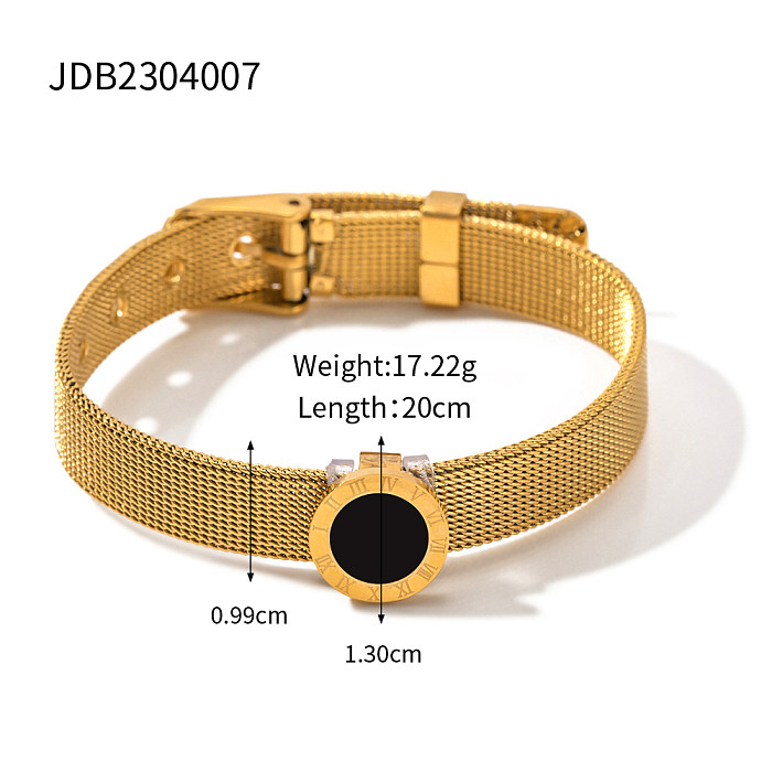 Simple Style Solid Color Stainless Steel Plating 18K Gold Plated Bangle