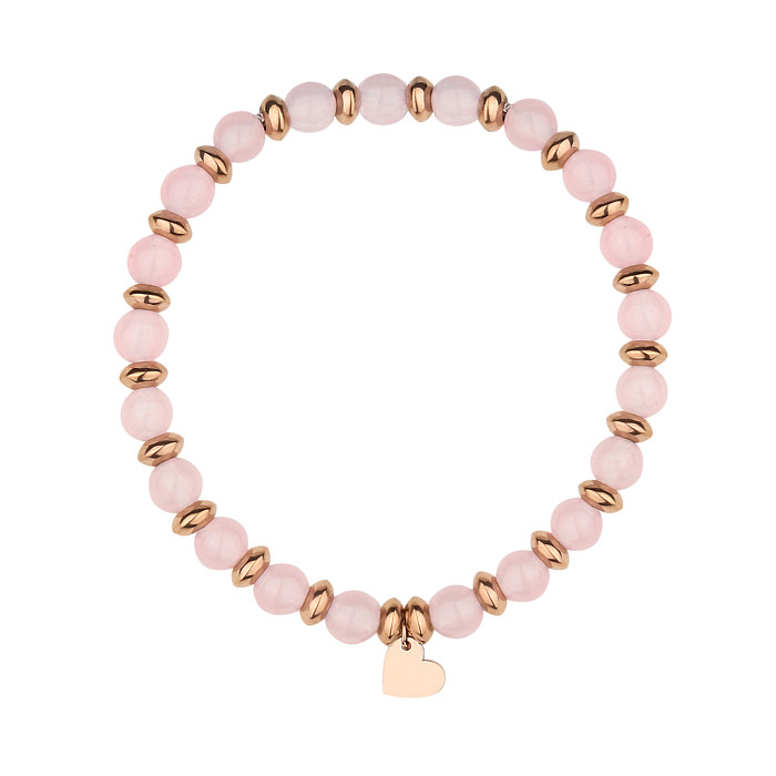Pulseiras casuais fofas estilo simples redondas de aço inoxidável banhadas a ouro rosa a granel