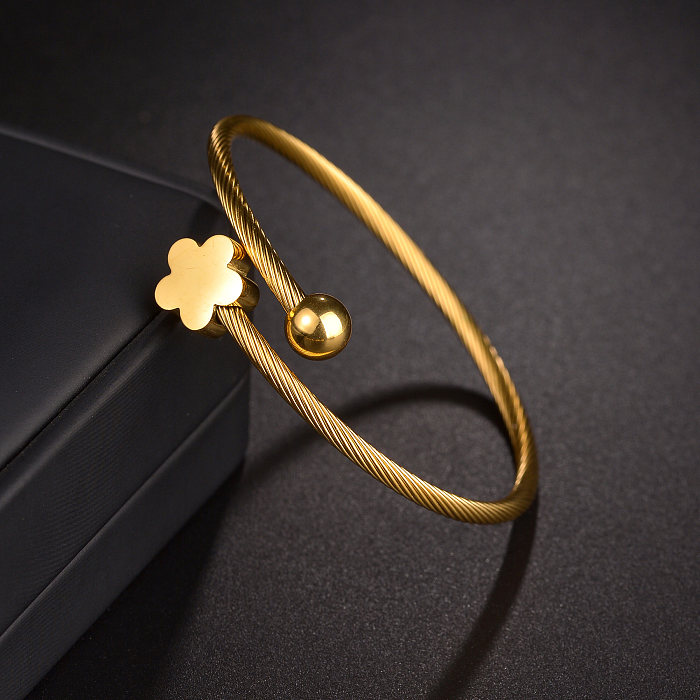 Classic Style Star Flower Stainless Steel Plating 18K Gold Plated Cuff Bracelets