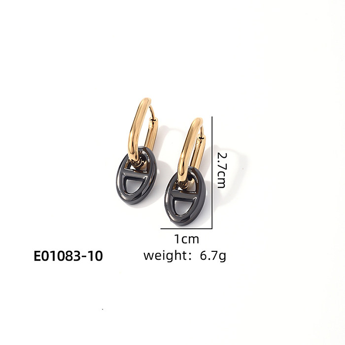 1 Pair Casual Simple Style Oval Heart Shape Plating Stainless Steel  Drop Earrings