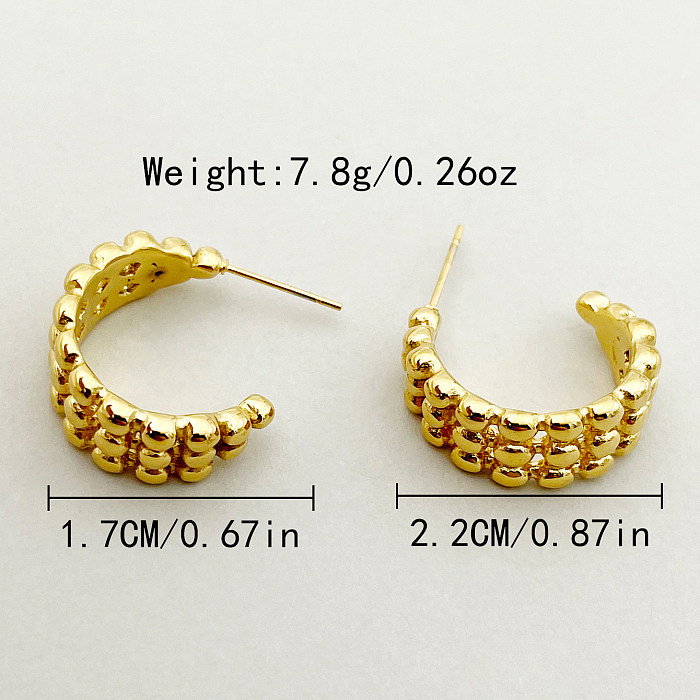 1 Pair Vintage Style Roman Style Solid Color Plating Stainless Steel  Gold Plated Ear Studs