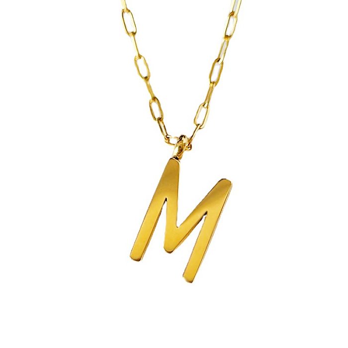 Commute Solid Color Stainless Steel Plating 18K Gold Plated Pendant Necklace
