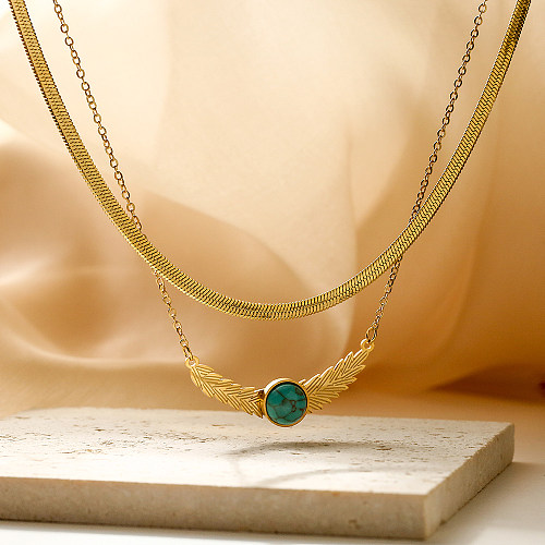 Simple Style Commute Geometric Stainless Steel Enamel Plating 18K Gold Plated Pendant Necklace