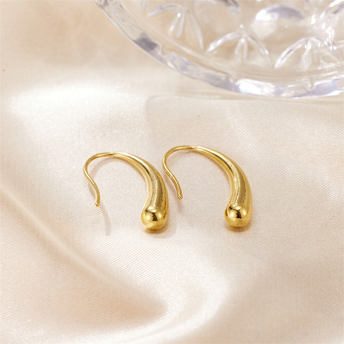 1 Pair IG Style Simple Style Water Droplets Plating Stainless Steel  18K Gold Plated Ear Studs