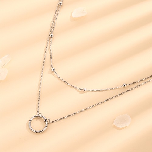 Simple Style Circle Stainless Steel Plating Layered Necklaces