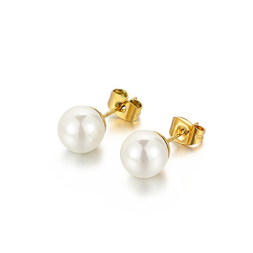 Pendientes de perlas simples de acero inoxidable joyería al por mayor