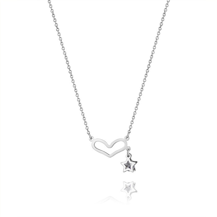 Einfache Halskette mit Anhänger in Stern- und Herzform aus Edelstahl mit Überzug