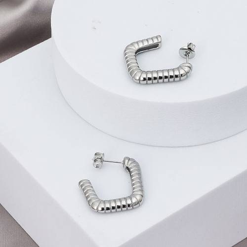 1 Pair Casual Modern Style Classic Style Square Plating Stainless Steel  Silver Plated Earrings