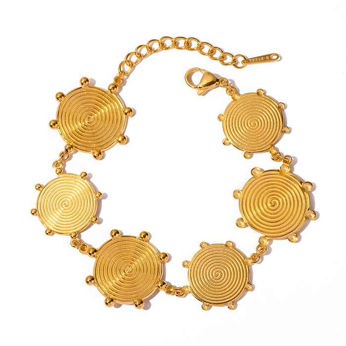 Retro Roman Style Geometric Stainless Steel Plating 18K Gold Plated Bracelets