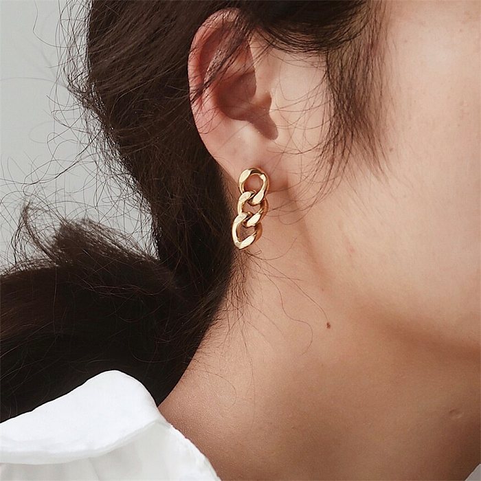 Fashion Solid Color Stainless Steel  Plating Chain Hollow Out Drop Earrings 1 Pair