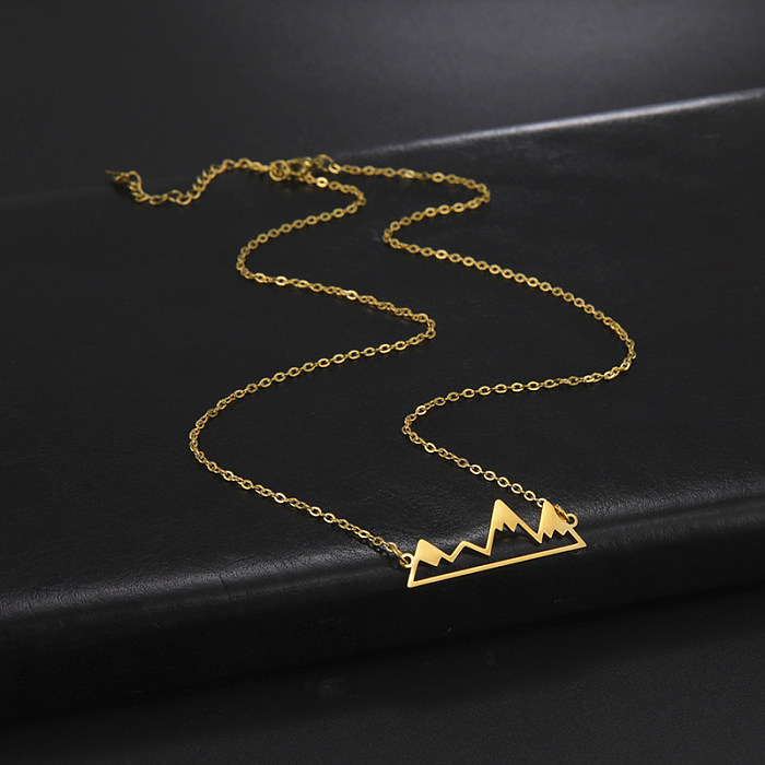 Schlichter Stil Berg-Halskette mit ausgehöhltem Anhänger aus Edelstahl, 1 Stück