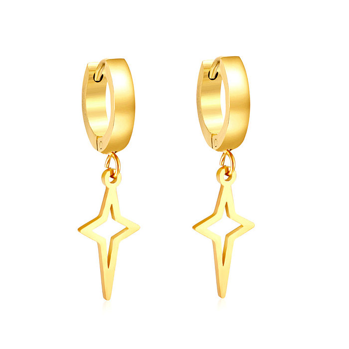 1 Pair Fashion Star Stainless Steel  Star Plating Hollow Out Drop Earrings