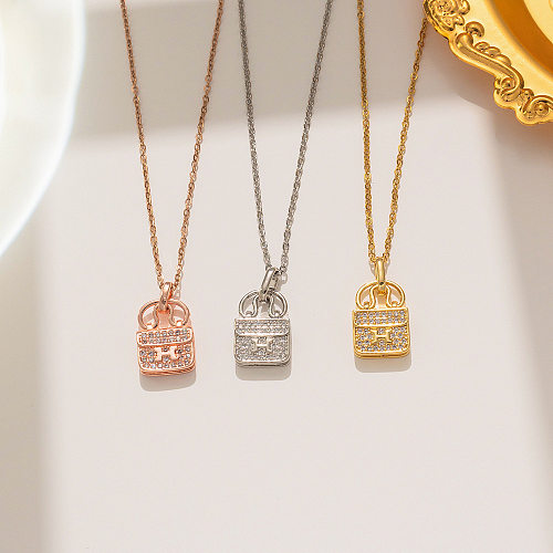 Wholesale Simple Style Letter Stainless Steel Rhinestones Pendant Necklace
