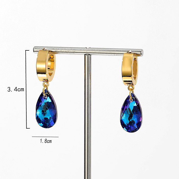 1 Pair Glam Fashion Simple Style Water Droplets Stainless Steel  Plating Inlaid Crystal Artificial Crystal Earrings