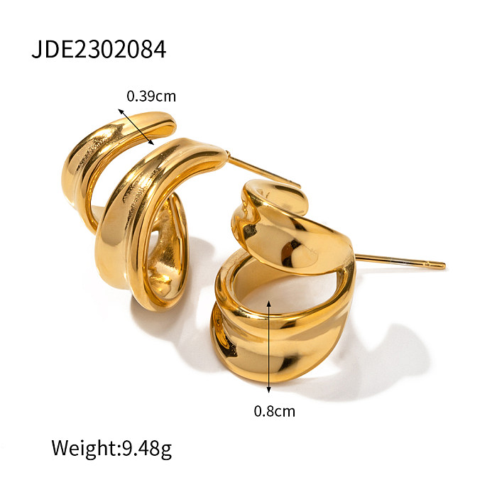 1 Pair Vacation Solid Color Plating Stainless Steel  18K Gold Plated Earrings