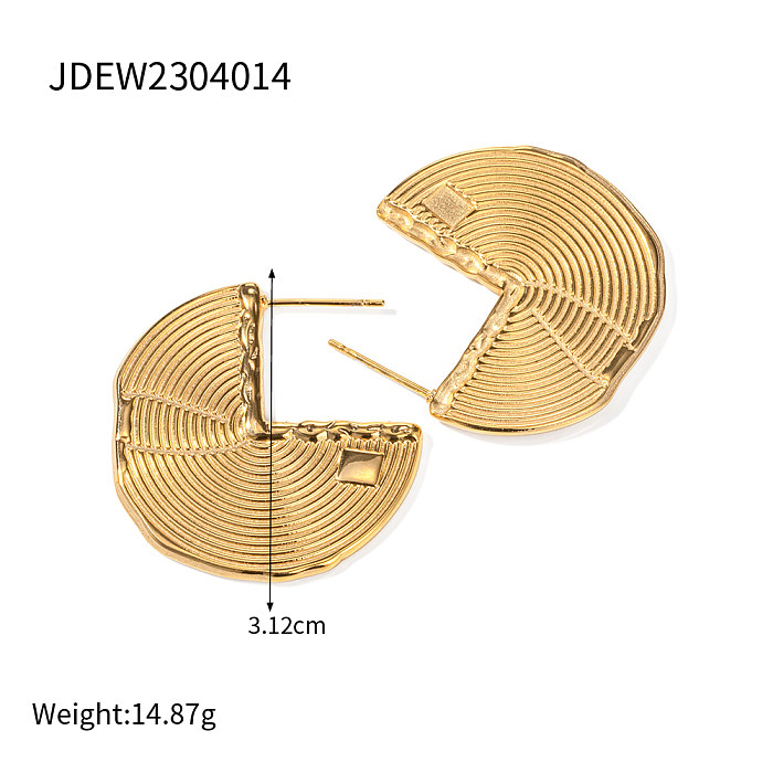 1 Pair IG Style Simple Style Sector Plating Stainless Steel  18K Gold Plated Ear Studs
