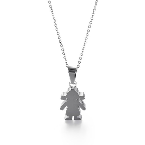 Cartoon Little Girl Stainless Steel  Necklace Wholesale jewelry