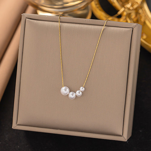 Simple Style Round Stainless Steel Necklace In Bulk