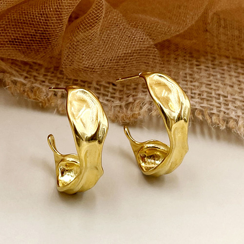 1 par de brincos de orelha banhados a ouro, estilo vintage, estilo simples, irregular, aço inoxidável