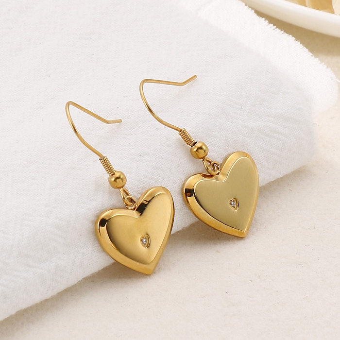 Boucles d'oreilles en forme de cœur en acier inoxydable pour femmes, vente en gros