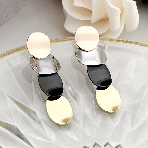 1 Pair Vintage Style Commute Irregular Color Block Stainless Steel  Polishing Plating Gold Plated Drop Earrings